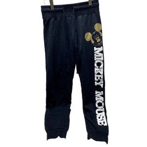 Black Disney Mickey Mouse Joggers Sweatpants Travel Bottoms - Size small